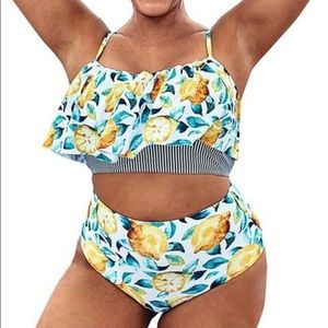 Lemon Print Plus Size Bikini